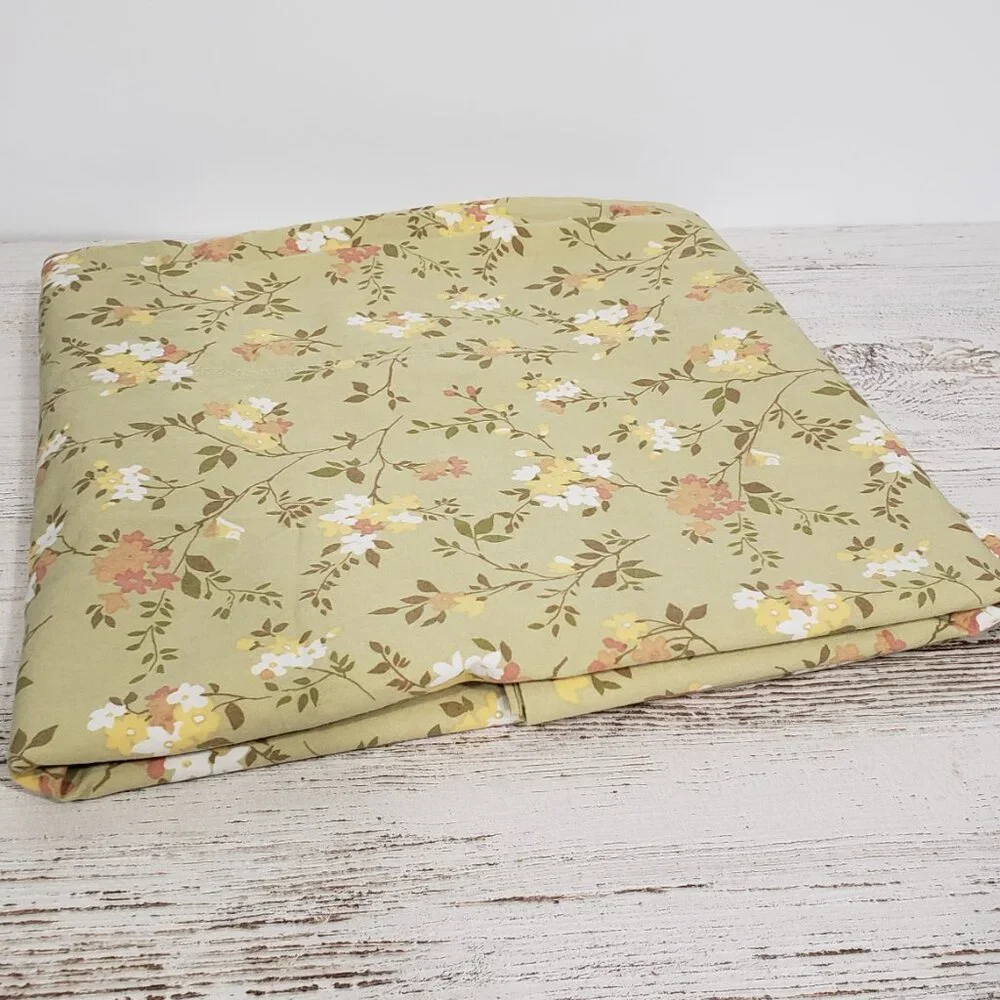 Woolrich Olive Green Floral Twin Extra Long Flat Sheet 64